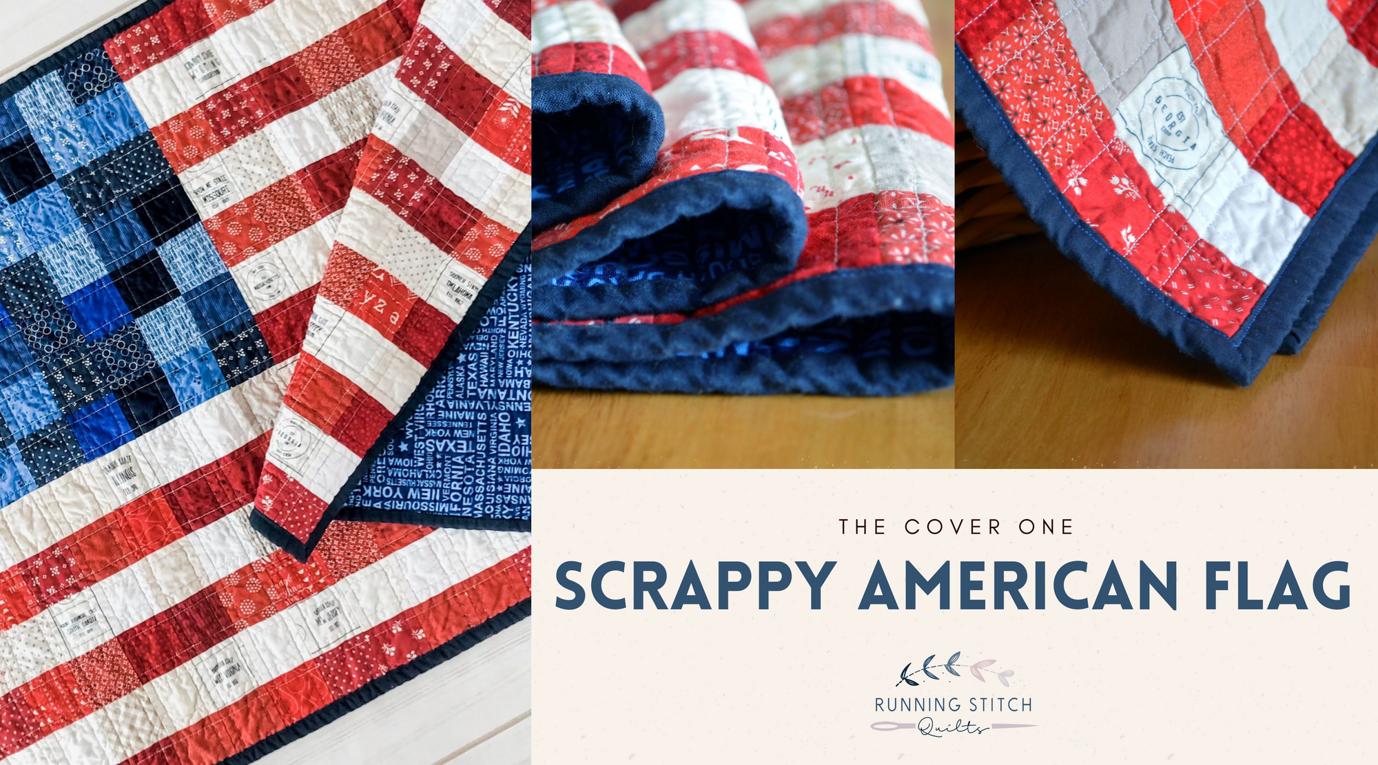 Scrappy American Flag Quilted Wall Hanging