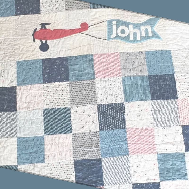 Vintage Airplanes Baby Quilt