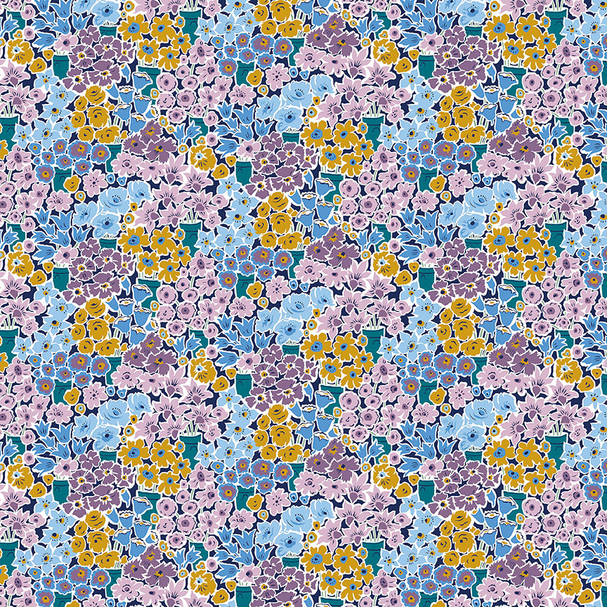 Liberty Tudor Celebrations Rossellie Blooms - Purple/Blue - 4 Yard Cut