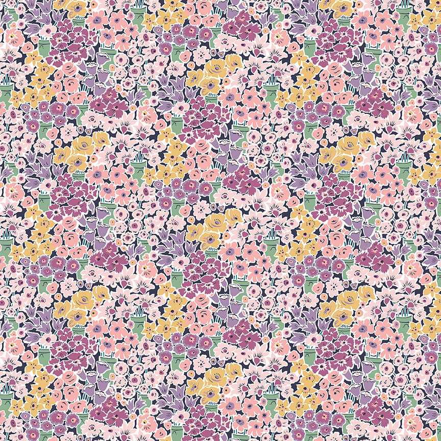 Liberty Tudor Celebrations Rossellie Blooms - Pink/Purple - 4 Yard Cut