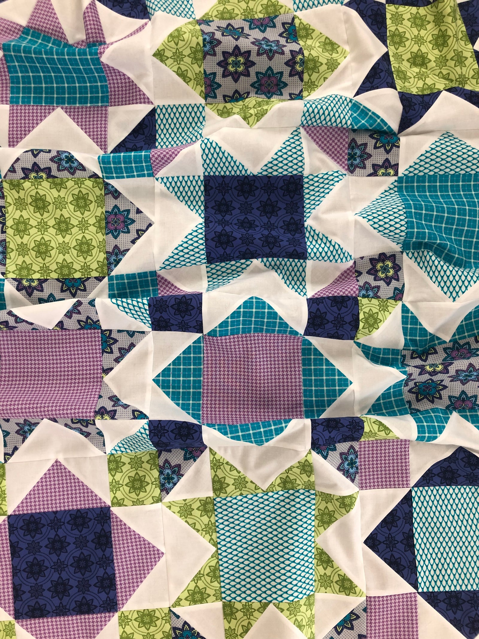 Baby Square Burst Quilt Top - UNFINISHED