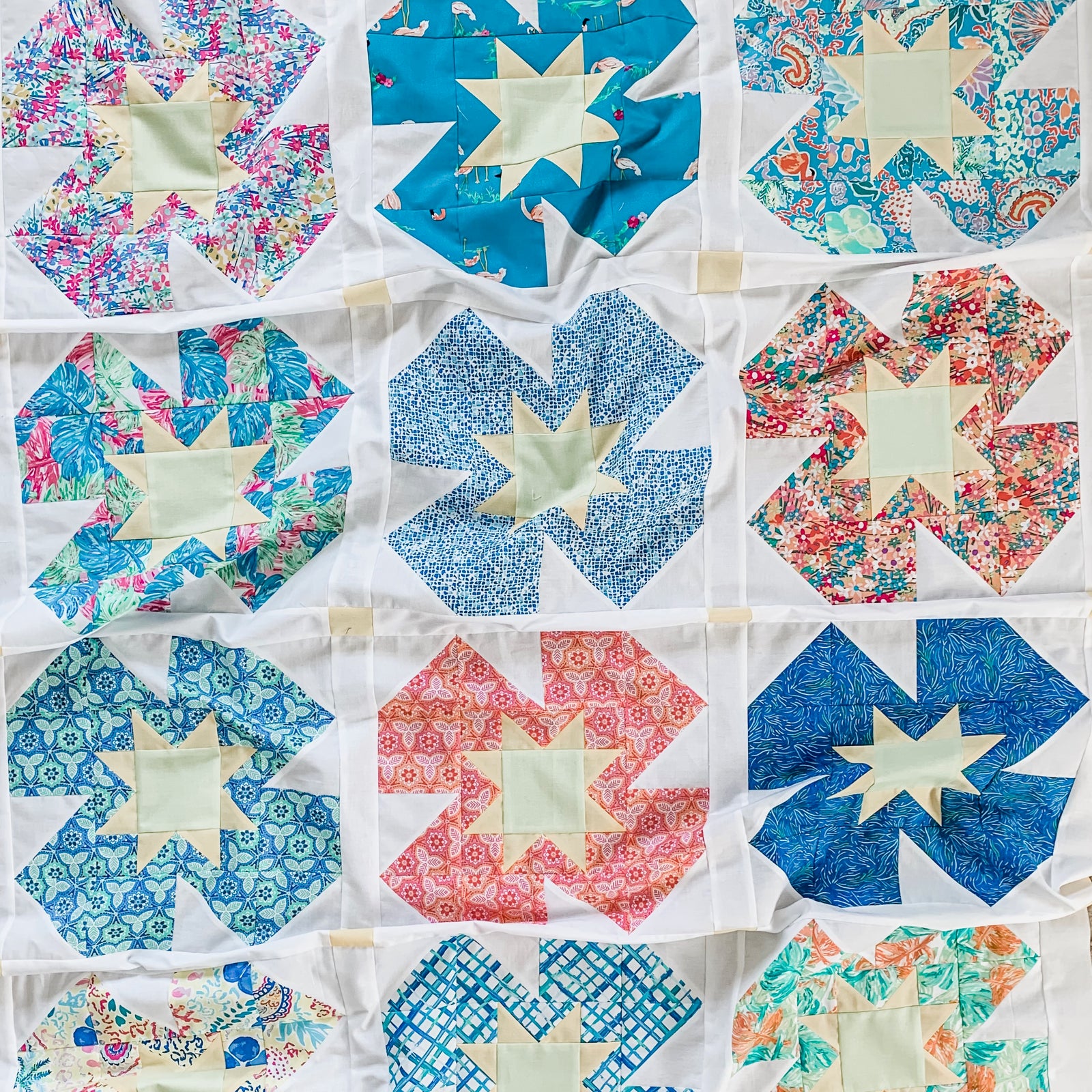 Baby Summer Garden Quilt Top - UNFINISHED