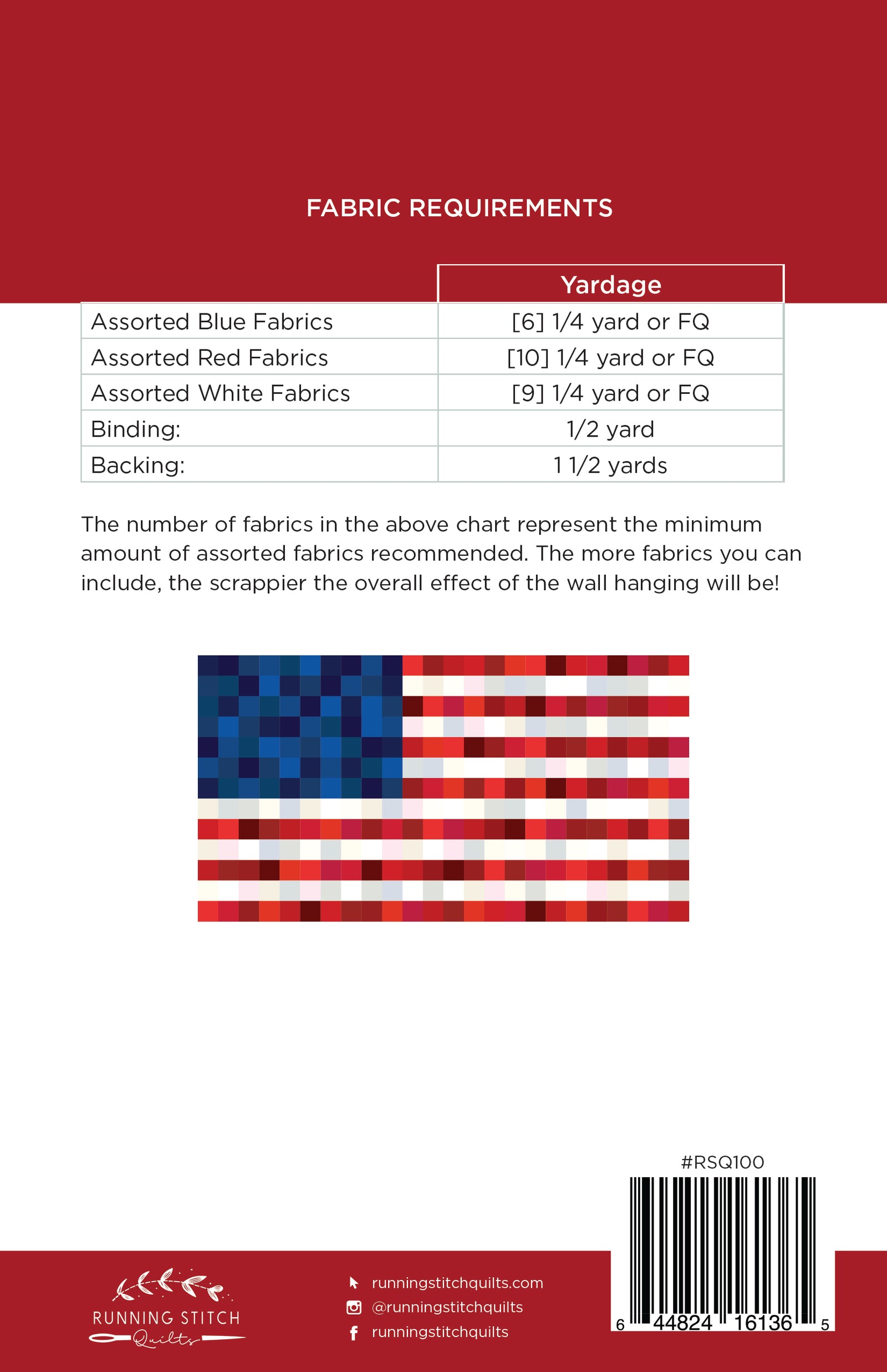 Scrappy American Flag Pattern - PRINTED
