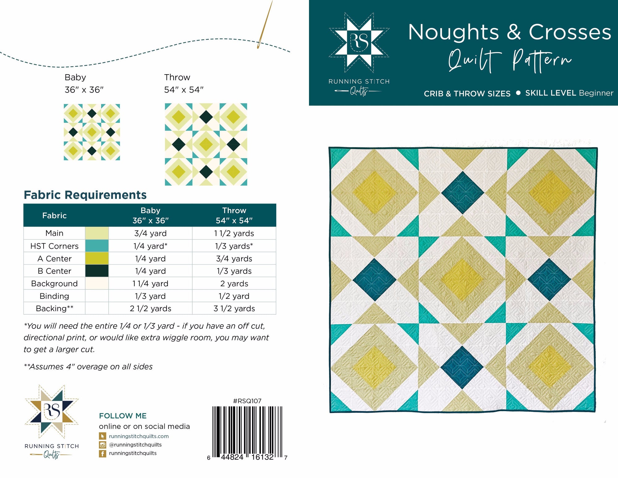 Noughts and Crosses Quilt Pattern - PDF